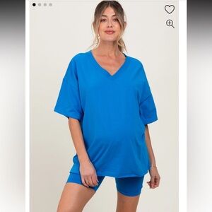 Pinkblush Royal Blue V-Neck Maternity/Relaxed Tee